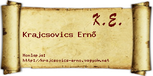 Krajcsovics Ernő névjegykártya